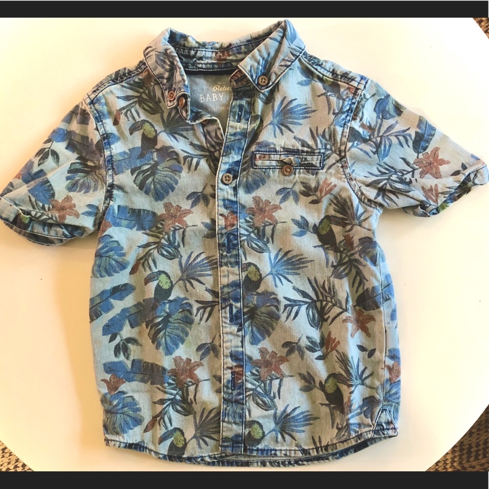 Toddler Denim Tucan Hawaiian Shirt